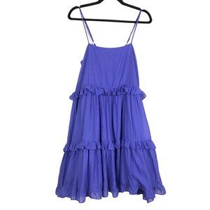 Devotion Twins Womens Medium Sleeveless Ruffle A-Line Dress Blue Cotton